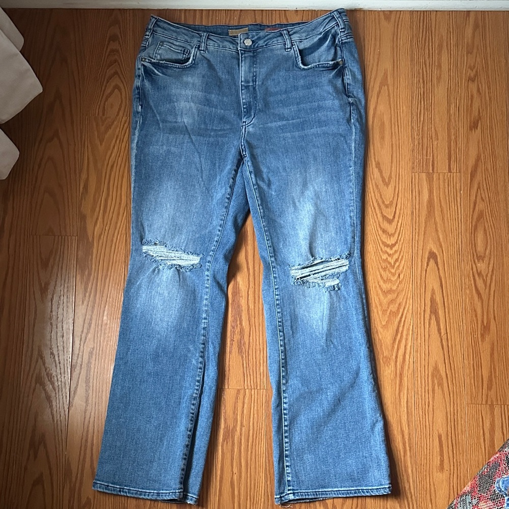 Anthropologie Pilcro High Rise Distressed Flare Jean Sz 16w